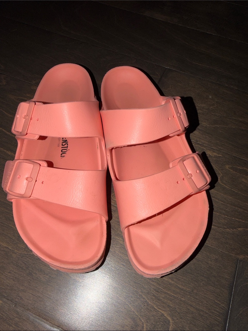 Birkenstock Coral Pink Two-Strap EVA Slides
